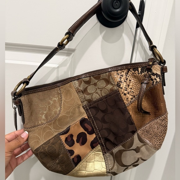 Coach Y2K Patchwork Animal Print Hobo Shoulder Bag Purse - Picture 4 of 7